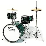 Fame 3 PC Drumset Green, Schlagzeug mit Bass Drum, Tom, Snare, Hardware und...