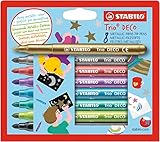 Metallic-Filzstift mit robuster XL-Spitze - STABILO Trio DECO - 8er Pack -...