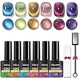 6 Farben UV Nagellack Set - Cat Eye Magnetismus Gel Nagellack Set - Bunt...