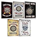 ZDFDC 5er Set Blechschilder Retro Dart 180 Lustig Spruch 20x30cm -...