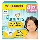 Pampers Premium Protection Größe 4, 174 Windeln, 9kg-14kg, unser Nr. 1...