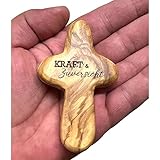 Handschmeichler Kraft & Zuversicht Kreuz aus Olivenholz (mit Gravur...