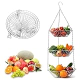 Aohyue Metall Hängender Obstkorb mit Haken, H x D: 74 x 28 cm, Edelstahl...