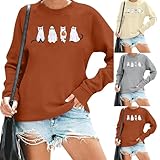 Halloween Pullover Damen Sweatshirt Damen Oversized Herbst Pulli Long...