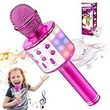 Hayruoy Bluetooth Karaoke Mikrofon kinder, Drahtloses LED Karaoke Mikrofon...