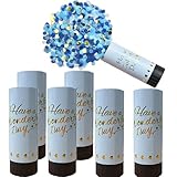 Konfetti-Kanonen, biologisch abbaubar, für Hochzeit, Party, 11 cm, Blau, 6...
