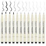 YBEATY 12 Stück Wasserfest Tuschestifte Schwarz Fineliner Stifte...