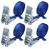 Spanngurt mit Ratsche Zurrgurt 4er Set Ratschengurt DIN EN 12195-2 blau 4 m...