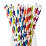 PakTalk Strohhalme Papier,Papierstrohhalme,Bunte Papier Trinkhalme für...