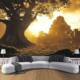 Fototapete Wasserfall 396X280Cm (B×H), Retro Baum Design Tapete...