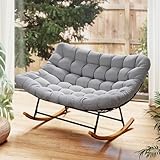 COSTWAY Schaukelstuhl für 2 Personen, übergroßer Schaukelsessel mit...