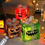 3 Stück Halloween Deko, Herbstdeko Kürbis Lichterkette Geschenk-Box Deko...