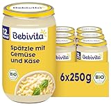Bebivita Menüs ab 12. Monat Gemüse-Spätzle mit Käse, 250g 6er Pack...