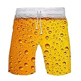 YEBIRAL Herren Shorts Lustig Bier 3D Druck Kurze Hose Schnelltrocknend...