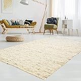 T.Carpet Gewalkter Handweb-Teppich Lambrecht aus hochwertiger Schurwolle...