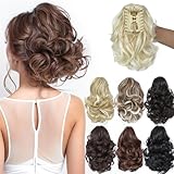PARXITN Ponytail Extension 20cm Kurz Gelockt Gewellt Claw Clip in Synthetik...