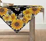 Artoid Mode Schwarz Sonnenblumen Bienen Frühling Tischwäsche, Saisonnal...