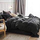 Omela Warm Fleece Winter Bettwäsche 135x200 Dunkelgrau Cashmere Touch...