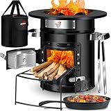 KESSER® Raketenofen mit Grillpfanne aus Gusseisen | inkl. Grillzange &...