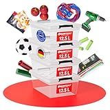 ATHLON TOOLS 4x 12.5 L Aufbewahrungsboxen mit Deckel, lebensmittelecht -...