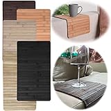 LS-LebenStil Holz Sofatablett 44x24cm Schwarz Flexibles Couch-Tablett...