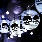 BrizLabs Halloween Deko Lichterkette, 2M 10 LED Weiß Schädel Lampion...