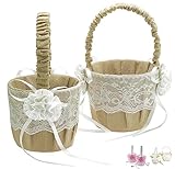 EinsSein 2x Streukörbchen Hochzeit Jute Flower 17x26x13 Blumenkorb...