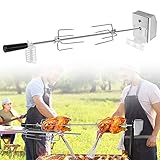 HENGMEI Edelstahl Grillspieß Set 107cm BBQ Fleischklammer mit Motor inkl.2...