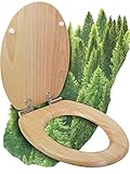 Calmwaters® WC Sitz mit Absenkautomatik Holz, Toilettensitz Modern...