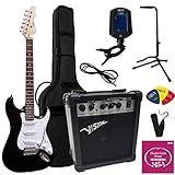 ELEKTROGITARRE SCHWARZ - E-GITARRE SET - 20WATT VERSTÄRKER - STIMMGERÄT -...