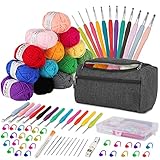 YINVA Beginners Häkelset für Anfänger Häkelnadel Set 15Pcsx25g...