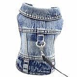 feiling Jeans Hundejacke mit Metallhake für Hundeleine, Denim Hundemantel...