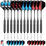 CyeeLife Dartpfeile mit Metallspitze,12 Stück Profi Steeldarts mit 24...