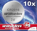 10 x Knopfzelle CR2016 Wilhelm Batterie Lithium 3V CR 2016 Industrieware…