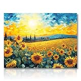Dazzlewall Sonnenblumen Wandbilder Moderne Sonnenaufgang Blumen Ölgemälde...
