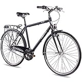 CHRISSON 28 Zoll Citybike Herren - City One schwarz 56 cm - Herrenfahrrad...