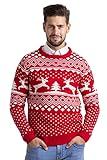 Herren Weihnachts Jumper Ugly Rentier Strickpullover Winter Jumper Rundhals...