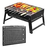 Holzkohlegrill, BBQ Barbecue Grill Portable, Tragbarer Faltbarer...