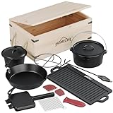 HOMELUX 12-teilig Dutch Oven Set in Holzkiste mit 4,5L Dutch Oven Topf &...