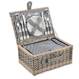 casa.pro] Picknickkorb für 4 Personen - Picknick-Set mit Kühltasche inkl....