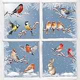 9 Blatt Fensterbilder Winter Vögel Fensterbilder Selbstklebend Weihnachten...