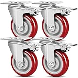 4er Set Schwerlastrollen mit Bremse, Transportrollen 100mm, Rollen...