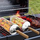 Ivtivfu Nestendes Rollendes Grillkorb Set mit Holzgriff (2 Stück, 24cm ×...