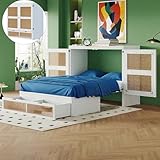 NordicLume Premium Rattan Klappbett 140x200 cm mit 2 Schubladen & Stauraum...