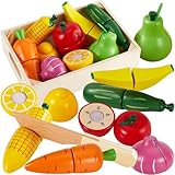 HERSITY Obst Gemüse Schneiden Kinder Holz Lebensmittel Spielzeug,...