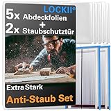 LOCKII® 2x Staubschutztür mit Reißverschluss 1,20 x 2,20 m | Extra Stark...