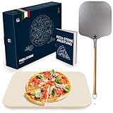 Blumtal Pizzastein für Backofen 38x30cm + Pizzaschieber - Pizzastein...