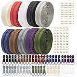 Dulynva Endlosreißverschluss mit Zipper und Endstück 30M 10 Farben Endlos...