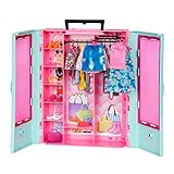 Barbie Kleiderschrank mit Kleidung und Accessoires, Garderobenschrank mit...