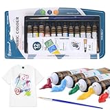 Caelura Textilfarbe Waschmaschinenfest, 12 x 7ml Stofffarben Waschfest,...